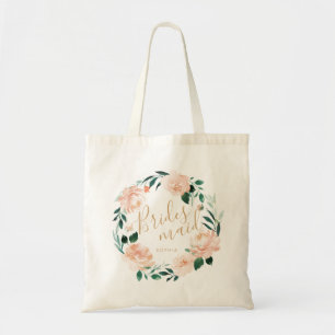 Romantische tuin bloemenkrans bruidsmeisje tote bag