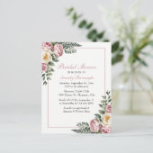 Romantische tuin Bloemenpioen & Roos Vrijgezellenf Uitnodiging Briefkaart (Staand voorkant)