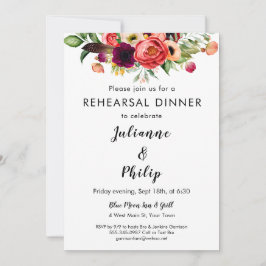 Romantische tuin bloemenrepetitie diner uitnodigin kaart