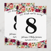 Romantische Tuin Bloemige Tafelnummerkaart voor de Kaart (Voorkant / Achterkant)