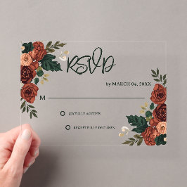 Romantische Tuin Bloemige Trouw RSVP Acryl Uitnodigingen