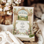 Romantische Tuin Kasteel Bloemenboog Save the Date Kaart