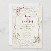 Romantische tuin Magenta Fancy bruiloft uitnodigin Kaart (Voorkant)