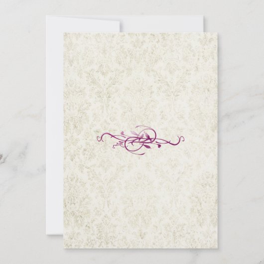 Romantische tuin Magenta Fancy bruiloft uitnodigin Kaart (Achterkant)