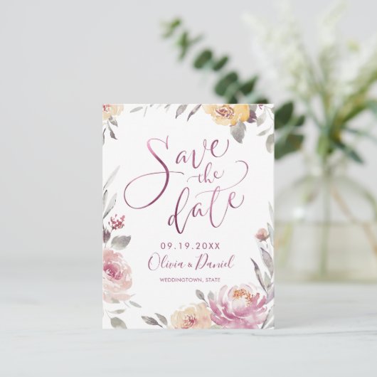 Romantische tuin moderne kalligrafie bespaart datu briefkaart (Staand voorkant)