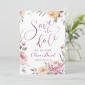 Romantische tuin moderne kalligrafie bespaart datu save the date (Staand voorkant)