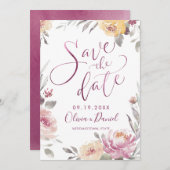 Romantische tuin moderne kalligrafie bespaart datu save the date (Voorkant / Achterkant)