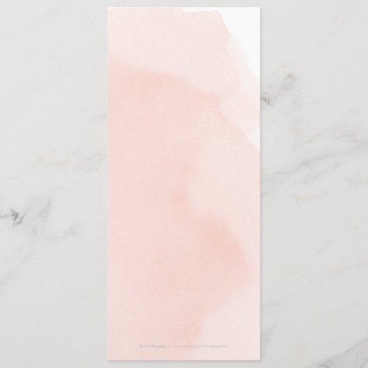 Romantische tuin perzik bloemenbruiloft menu (Achterkant)