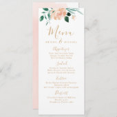 Romantische tuin perzik bloemenbruiloft menu (Voorkant / Achterkant)