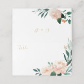 Romantische tuin perzik bloemenbruiloft plaats kaa plaatskaartje (Buitenkant ongevouwen)