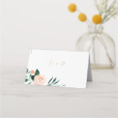 Romantische tuin perzik bloemenbruiloft plaats kaa plaatskaartje (Achterkant)