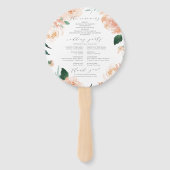 Romantische tuin perzik bloemenbruiloft programma handwaaier (Achterkant)