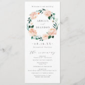 Romantische tuin perzik bloemenbruiloft programma programmakaart (Voorkant)