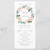Romantische tuin perzik bloemenbruiloft programma programmakaart (Voorkant)