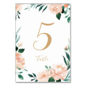 Romantische tuin perzik bloemenbruiloft tafel kaar kaart (Achterkant)