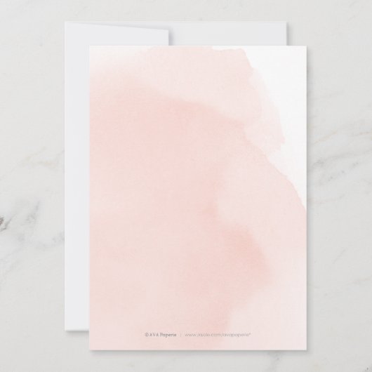 Romantische tuin perzik bloemenrepetitie diner kaart (Achterkant)