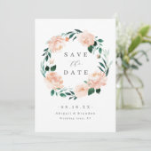 Romantische tuin perzik bloemige bruiloft save the date (Staand voorkant)