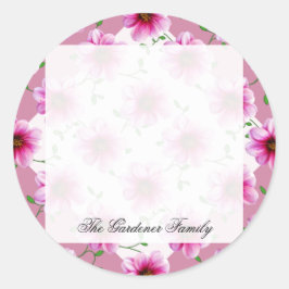 Romantische Tuin Roze Dahlia Bloem op elke kleur Ronde Sticker