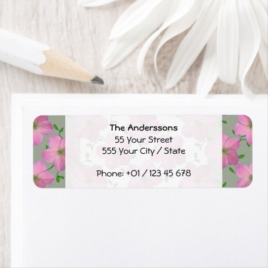 Romantische Tuin Roze Geranium Bloem op elke kleur Etiket (Insitu)