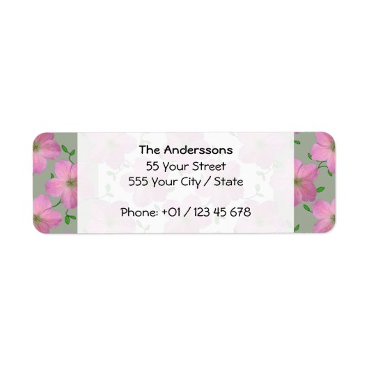 Romantische Tuin Roze Geranium Bloem op elke kleur Etiket (Voorkant)