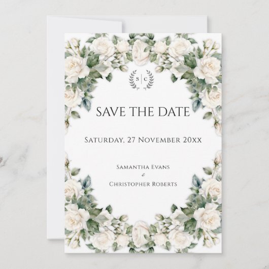 Romantische tuin Rozen bruiloft Save The Date (Voorkant)