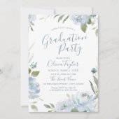 Romantische tuin stoffig blauwe bloemrijke afstude kaart (Voorkant)