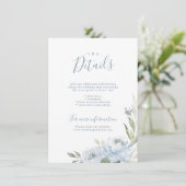 Romantische tuin stoffige blauwe bloemen bruiloft  kaart (Staand voorkant)