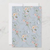 Romantische tuin stoffige blauwe vintage bruiloft kaart (Achterkant)