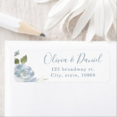 Romantische tuin stoffige blauwe waterverf bloem etiket (Insitu)