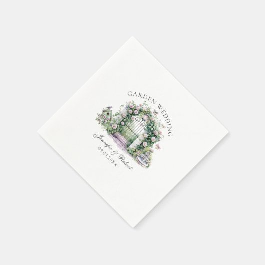 Romantische Tuin Trouwen Bloemenboog Fontein Servet (Hoek)