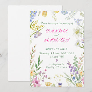 Romantische Tuin Trouwkaart | Pastel Bloem Kaart