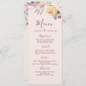 Romantische tuin waterkleur bloemige huwelijksmenu menu (Voorkant / Achterkant)