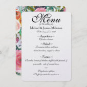 Romantische Tuin Waterverf Bloemen Bruiloft Menu (Voorkant / Achterkant)