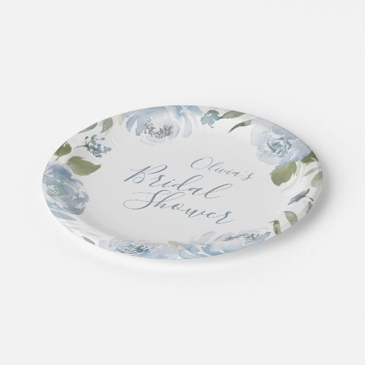 Romantische tuin waterverf bloemen vrijgezellenfee papieren bordje (Gekanteld)