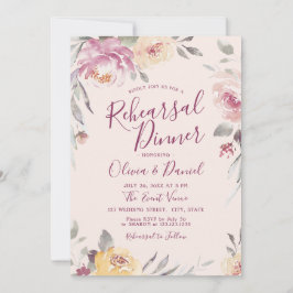 Romantische tuin waterverf bloemenrepetitie diner kaart