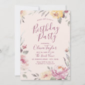 Romantische tuin waterverf bloemenverjaardagsfeest kaart (Voorkant)