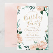 Romantische tuin waterverf bloemenverjaardagsfeest kaart (Voorkant / Achterkant)
