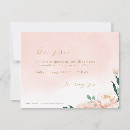 Romantische tuin Wil je mijn bruidsmeisje zijn? Kaart (Achterkant)