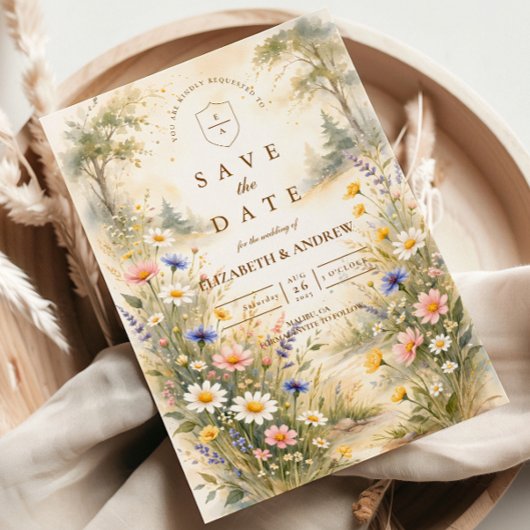 Romantische Tuin Wilde Bloemen Bruiloft Save The Date