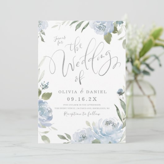 Romantische tuinbaardblauw kaart (Staand voorkant)