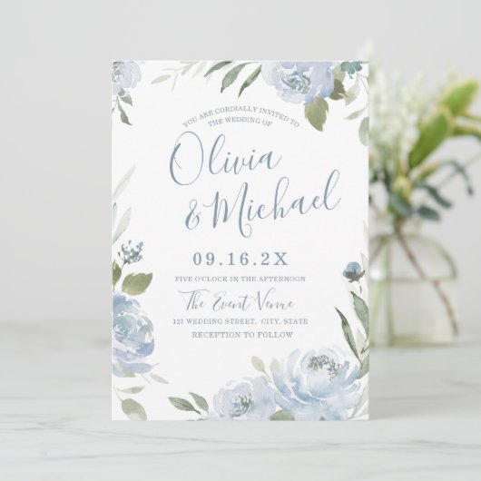 Romantische tuinbaardblauw kaart (Staand voorkant)