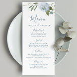 Romantische tuinbaardblauw menu<br><div class="desc">Romantische waterverf bloemenkaarten in stoffig blauw en salie groen,  elegant en romantisch,  grote bruiloft menukaarten voor moderne bruiloft,  romantische bruiloft en botanische tuin bruiloft in het voorjaar en de zomer. Bekijk alle bijpassende stukken in collectie.</div>