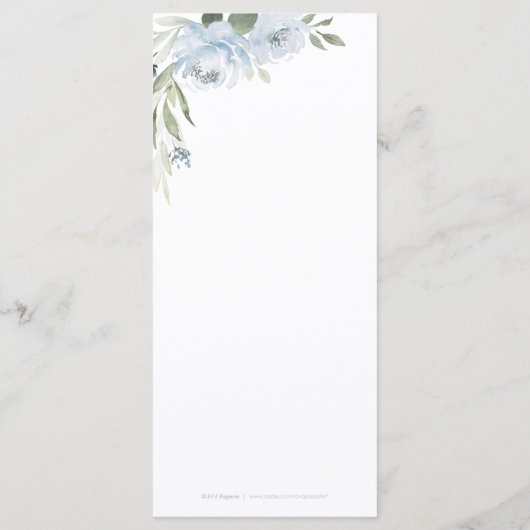 Romantische tuinbaardblauw menu (Achterkant)