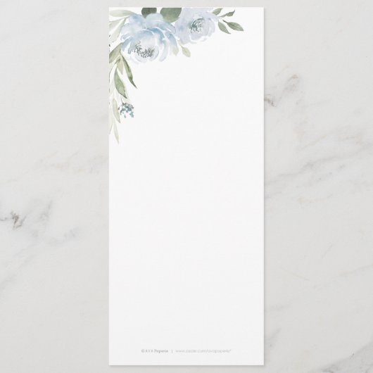 Romantische tuinbaardblauw menu (Achterkant)