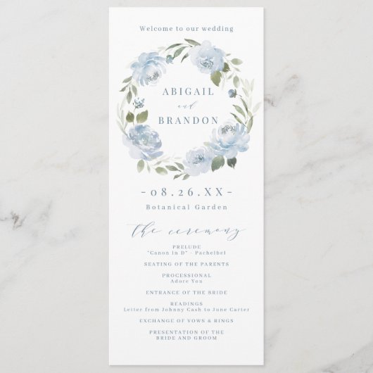 Romantische tuinbaardblauw programmakaart (Voorkant)