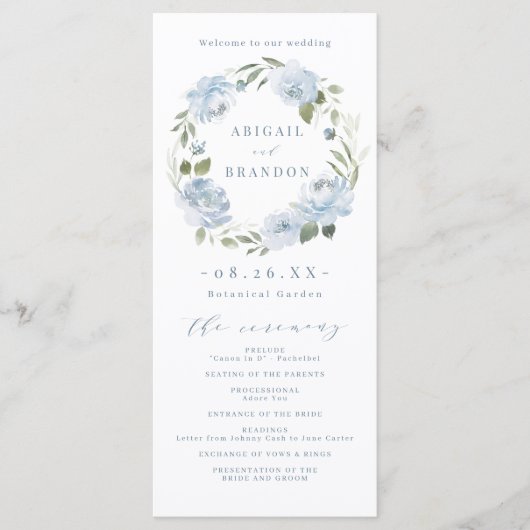 Romantische tuinbaardblauw programmakaart (Voorkant)