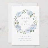 Romantische tuinbaardblauw save the date (Voorkant)