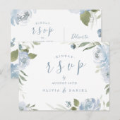 Romantische tuinboer met blauwe bloem RSVP Briefkaart (Voorkant / Achterkant)