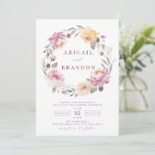 Romantische tuinbouwer maakt waterverf bloemen bru kaart (Staand voorkant)