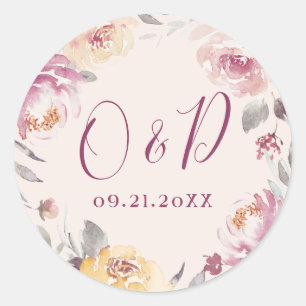 Romantische tuinbouwkundige waterverf florale brui ronde sticker